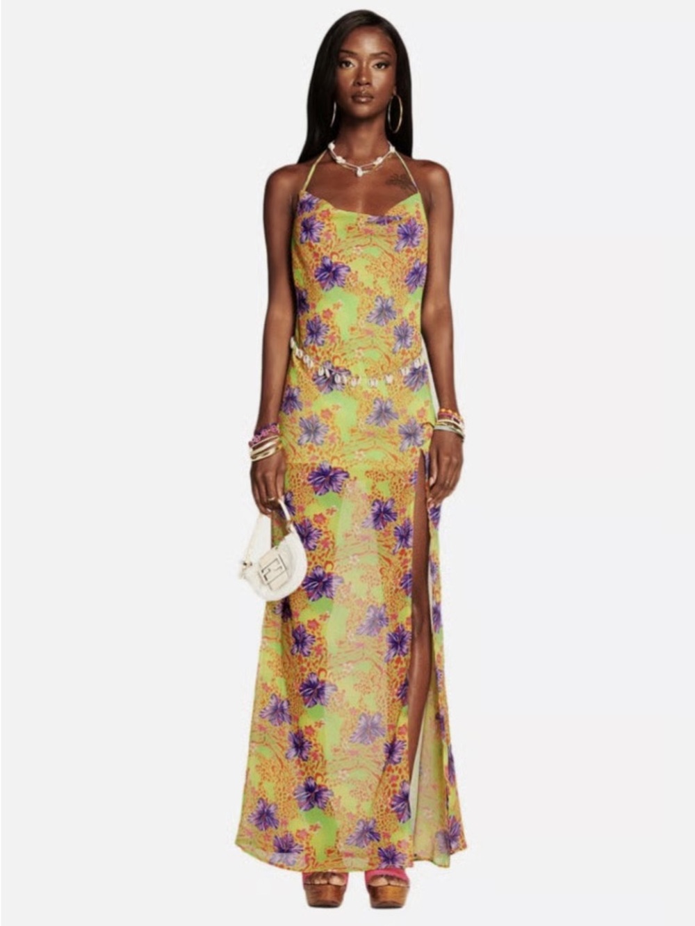 I.AM.GIA  Floral Slip Maxi with Purple Blooms